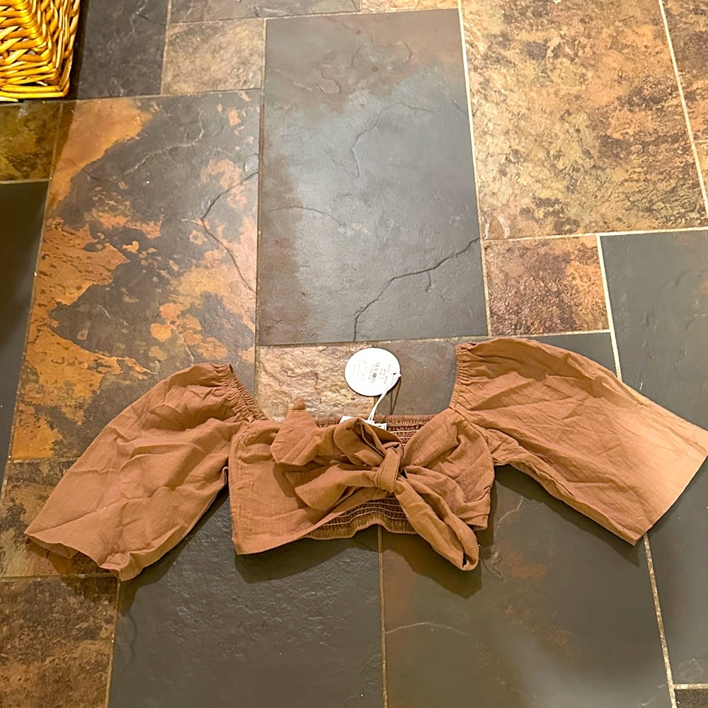 Petal & Pup Mocha Striped Top bow new with tags size 4